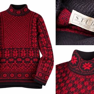 Michelle Stuart Women's Red and Black Turtleneck Sweater